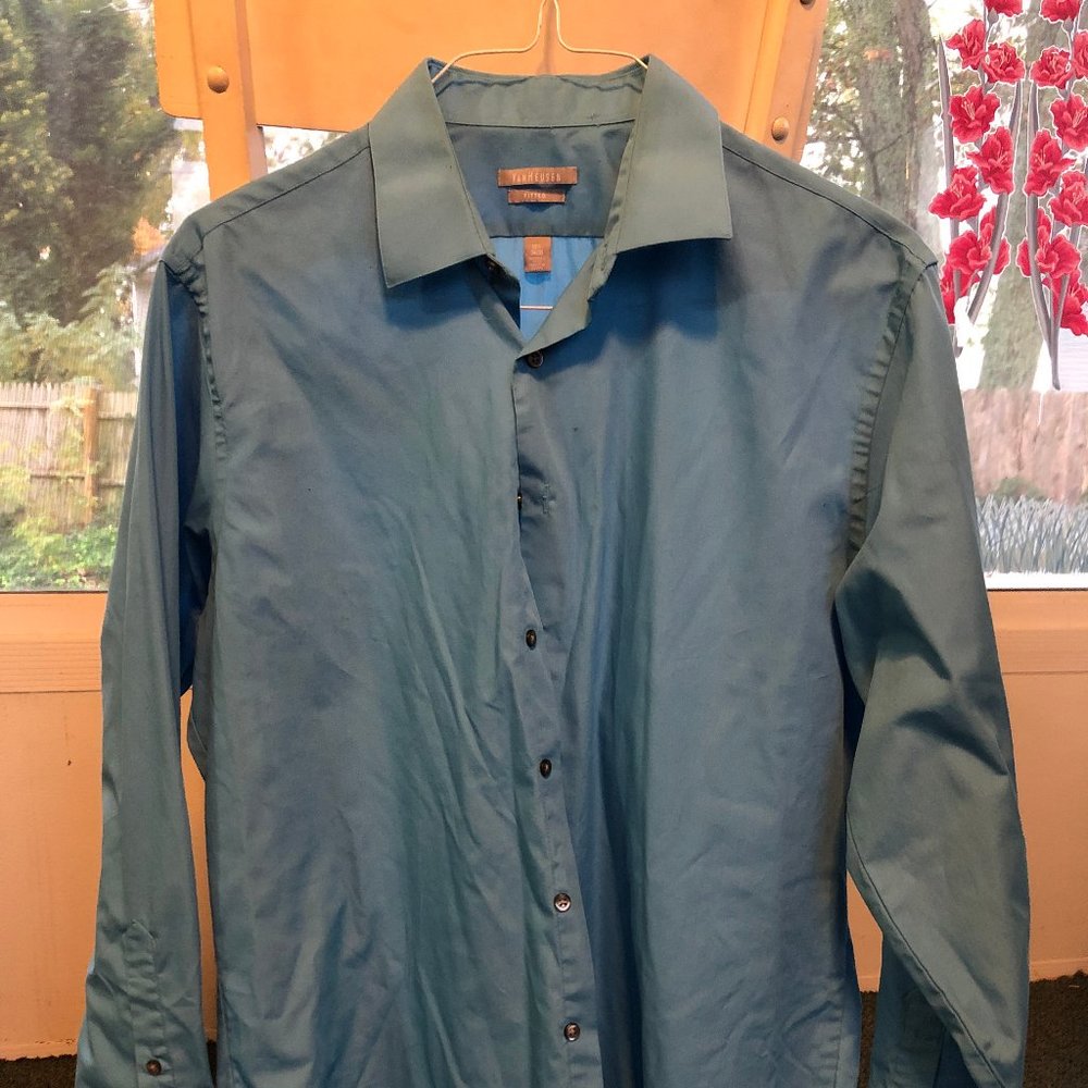 blue short sleeves men shirt 16-1/2